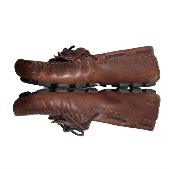 Minnetonka Brown Leather Slip On Classic Driving Loafer - Picture 15 of 15